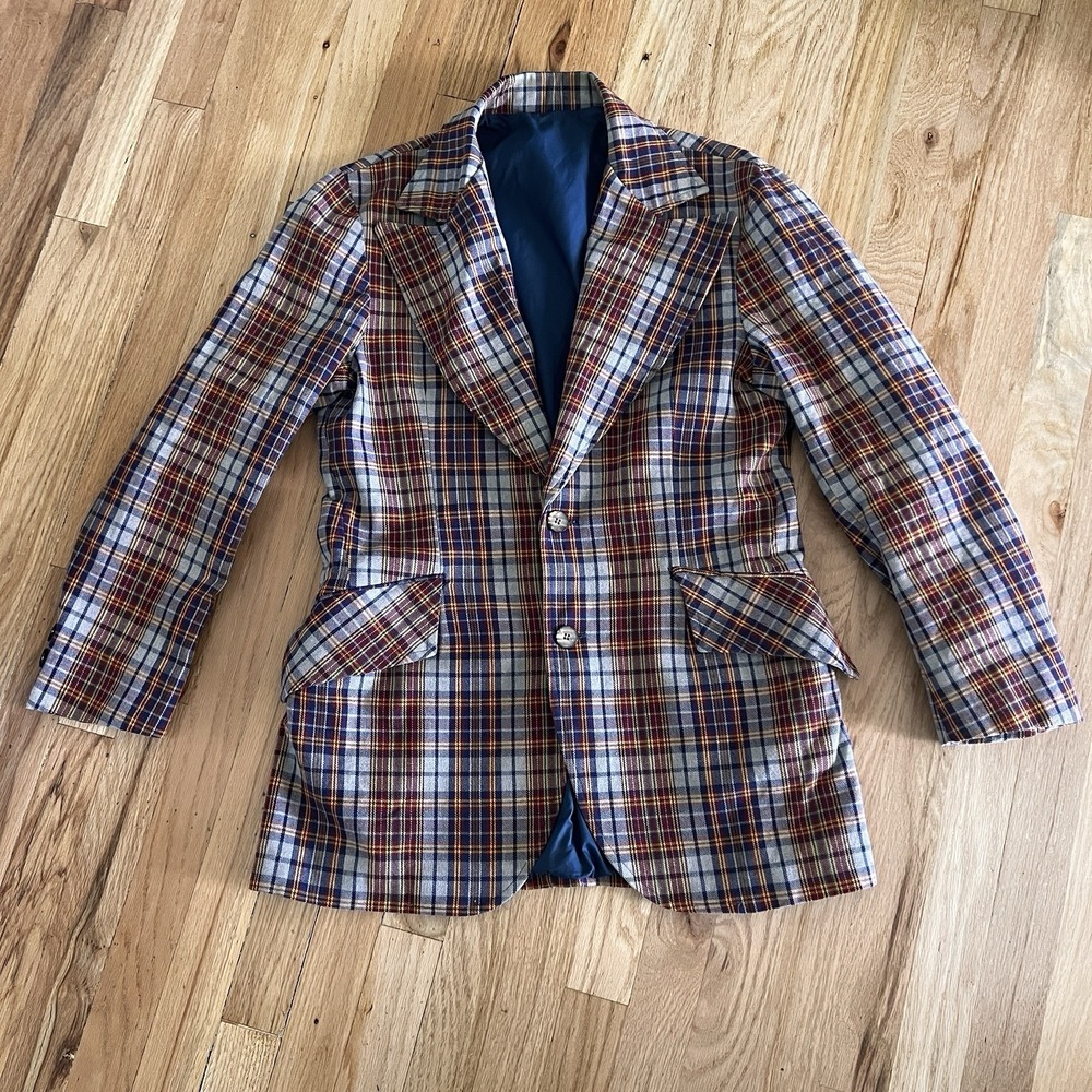 Vintage Peters Whaler Mens Plaid Sports Coat Jacket Blazer 60s‎ Tartan Retro 38